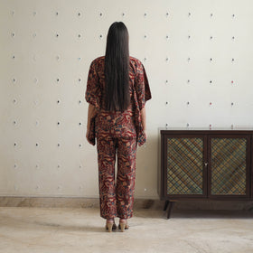  Brown Block Printed Cotton Kaftan Ajrakh Co-ord Set