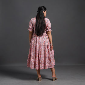 Pink - Tiered Cotton Jaipur Print Dress 14