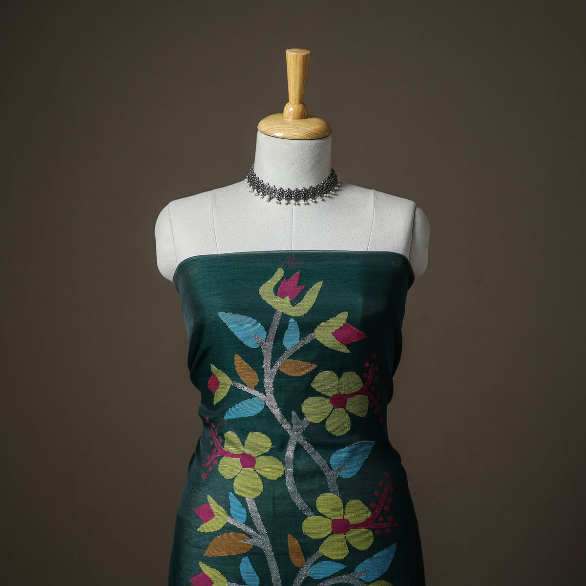 Jamdani Pure Handloom Muslin Unstitched Dress Material: Kurta with Dupatta 13