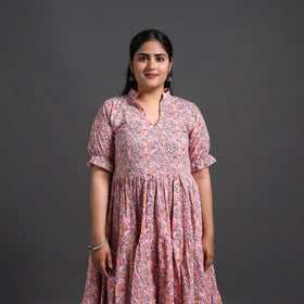 Pink - Tiered Cotton Jaipur Print Dress 14