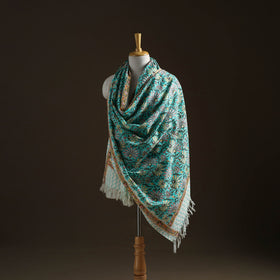 Floral Sanganeri Print Pure Merino Wool Handwoven Shawl 67