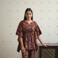  Brown Block Printed Cotton Kaftan Ajrakh Co-ord Set