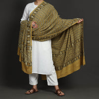 Yellow - Pipad Block Printed Mul Cotton Dupatta