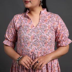 Pink - Tiered Cotton Jaipur Print Dress 14
