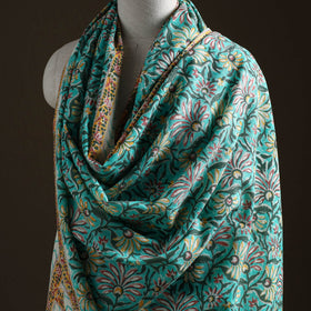 Floral Sanganeri Print Pure Merino Wool Handwoven Shawl 67