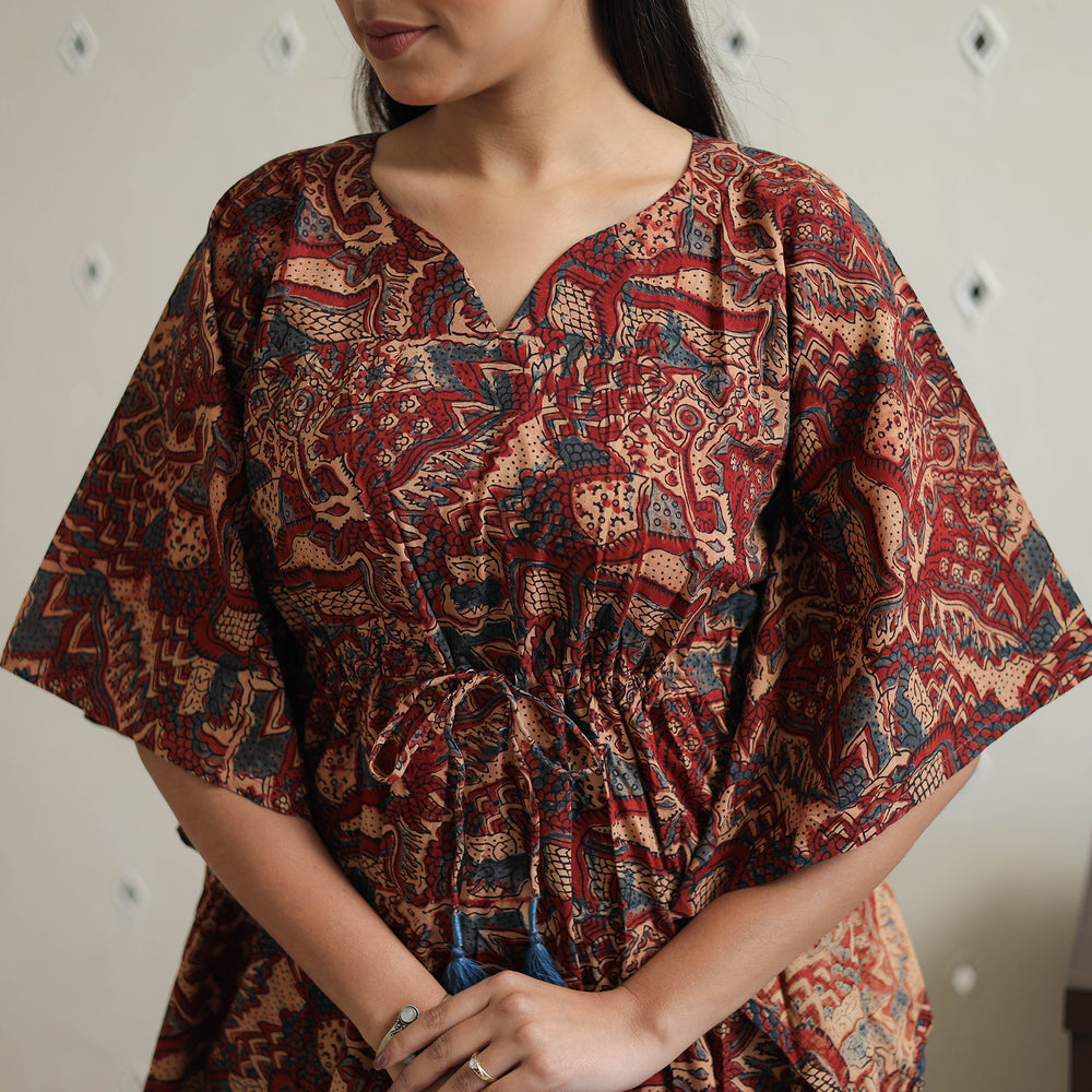 Brown - Block Printed Cotton Kaftan Ajrakh Co-ord Set 11