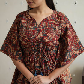  Brown Block Printed Cotton Kaftan Ajrakh Co-ord Set