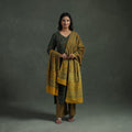Ajrakh Hand Block Print Natural Dyed Cotton Suit Set with Dupatta for women 04