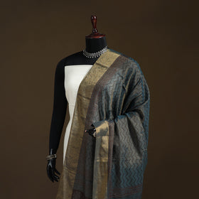 Bagh Hand Block Print Natural Dyed Tissue Zari Chanderi Silk Dupatta 02