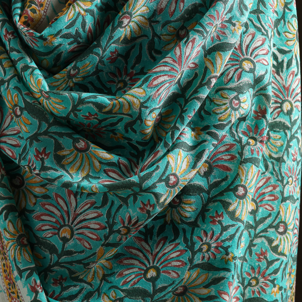 Floral Sanganeri Print Pure Merino Wool Handwoven Shawl 67