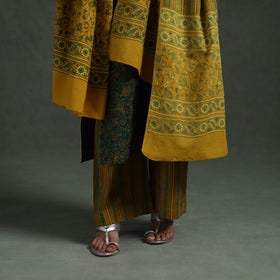 Ajrakh Hand Block Print Natural Dyed Cotton Suit Set with Dupatta for women 04