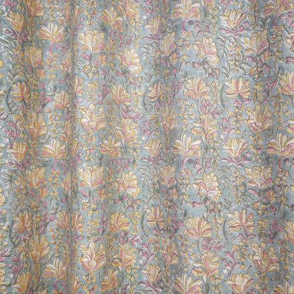 Beige - Sanganeri Block Printed Cotton Window Curtain (5 x 3 Feet) (Single Piece)