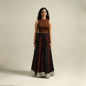 Multicolor - Bandhani Tie-Dye 24 Kali Patchwork Cotton Long Skirt 02