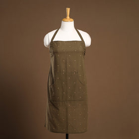  Olive Green Jacquard Weaving Cotton Apron with Pocket
