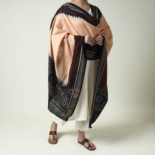 Beige - Sambalpuri Ikat Weave Handloom Cotton Dupatta