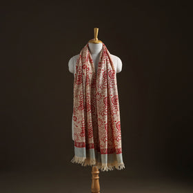 Floral Sanganeri Print Pure Merino Wool Handwoven Shawl 68