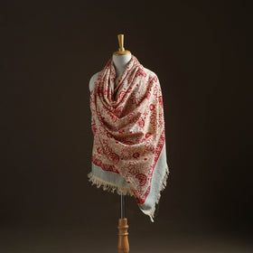 Floral Sanganeri Print Pure Merino Wool Handwoven Shawl 68
