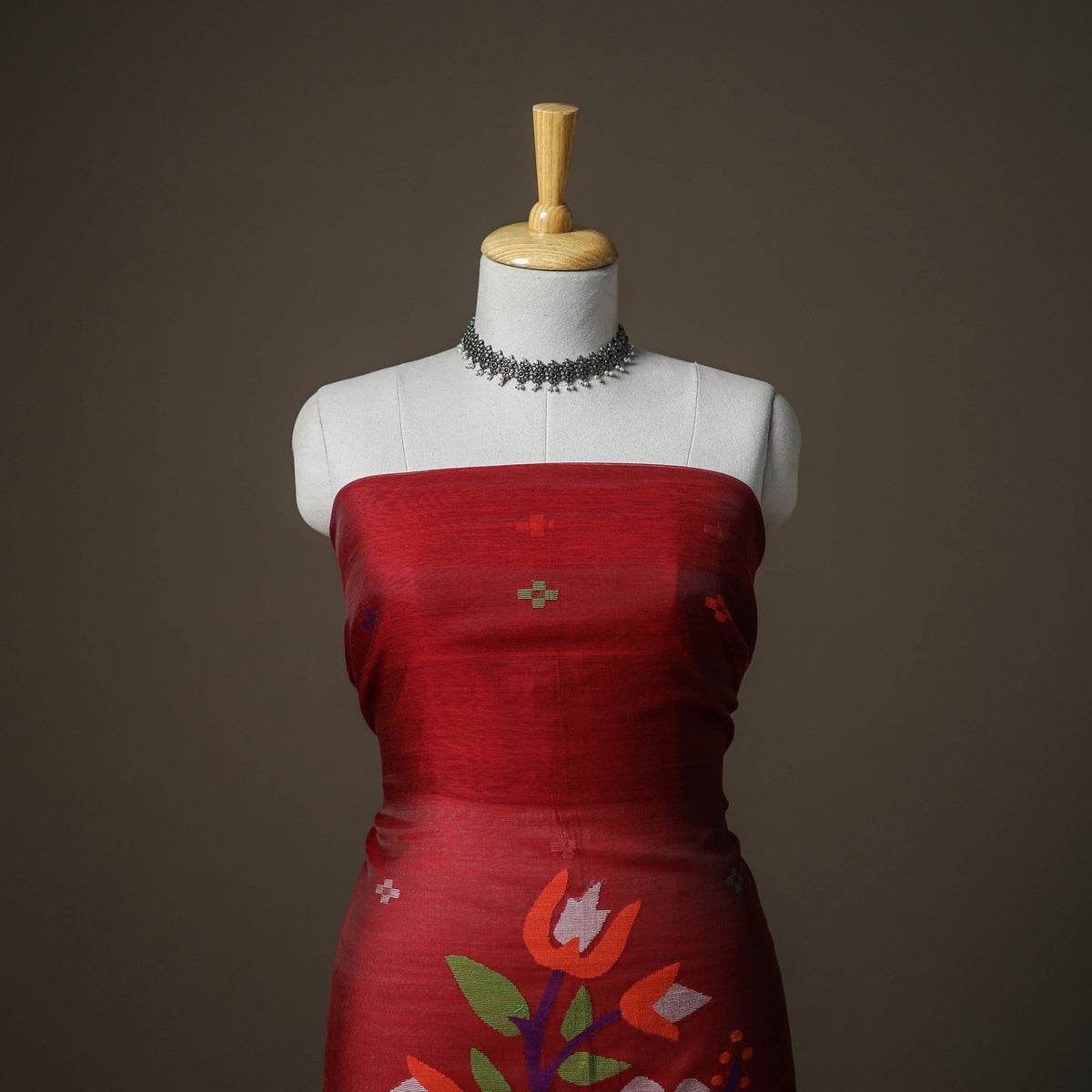 Jamdani Pure Handloom Muslin Unstitched Dress Material: Kurta with Dupatta 14