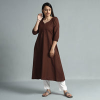 Dark Brown Plain Flex Cotton Kurta