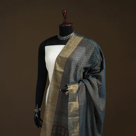 Bagh Hand Block Print Natural Dyed Tissue Zari Chanderi Silk Dupatta 03