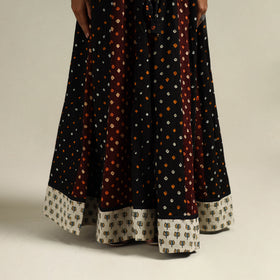 Multicolor - Bandhani Tie-Dye 24 Kali Patchwork Cotton Long Skirt 02