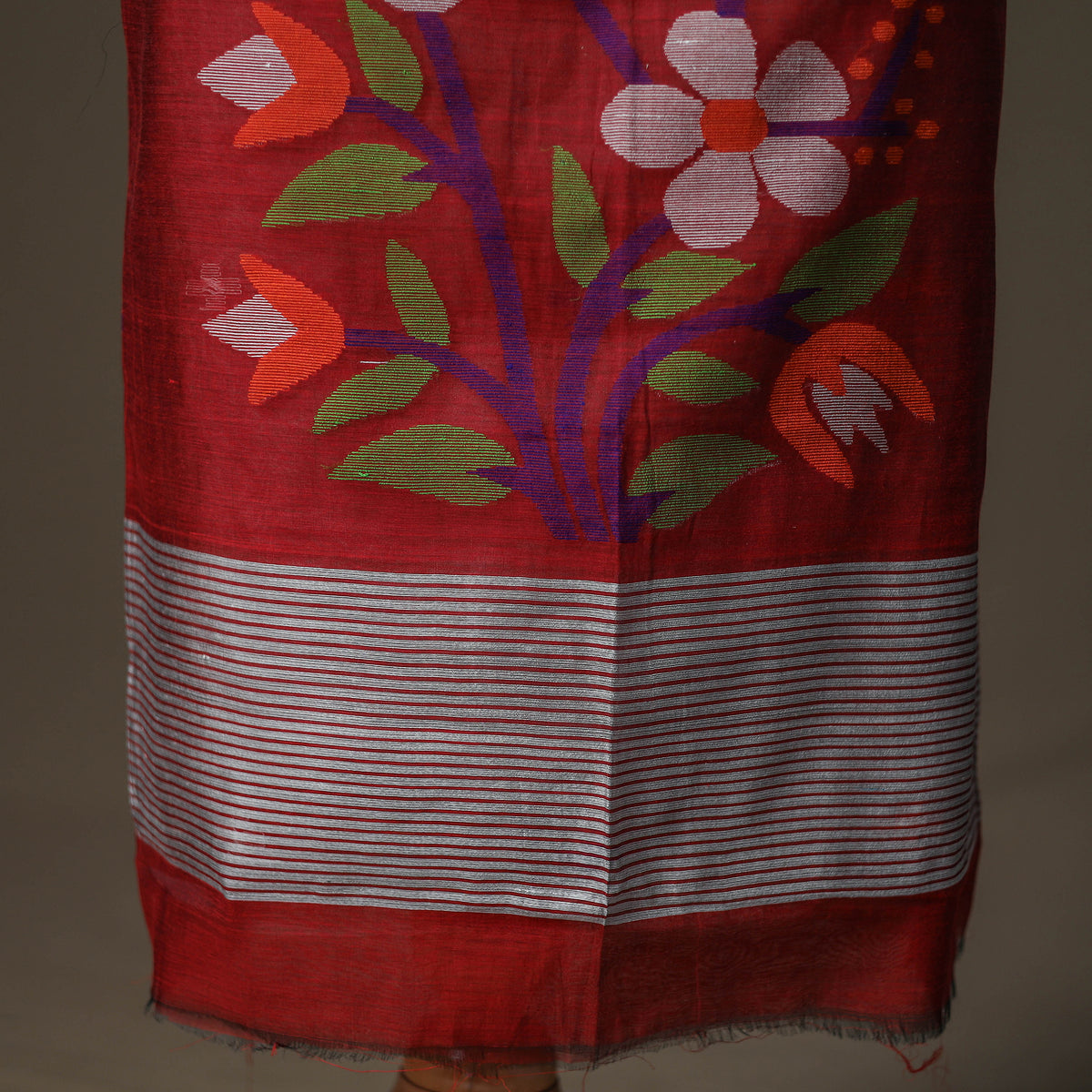 Jamdani Pure Handloom Muslin Unstitched Dress Material: Kurta with Dupatta 14