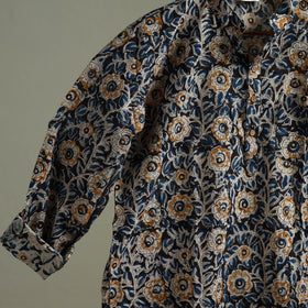 Hand Block Print Natural Dyed Cotton Short Kalamkari Kurta for Men 03