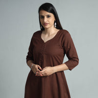 Dark Brown Plain Flex Cotton Kurta