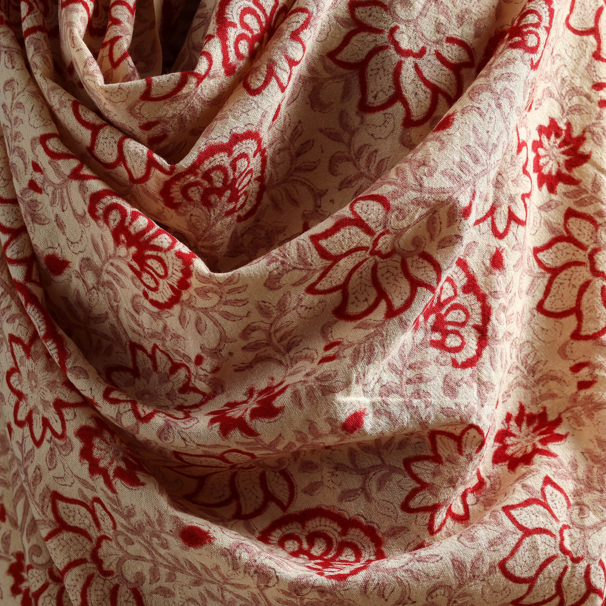 Floral Sanganeri Print Pure Merino Wool Handwoven Shawl 68