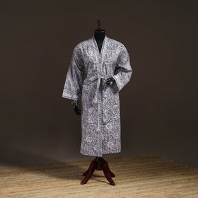 Sanganeri Hand Block Print Cotton Bath Robe 45