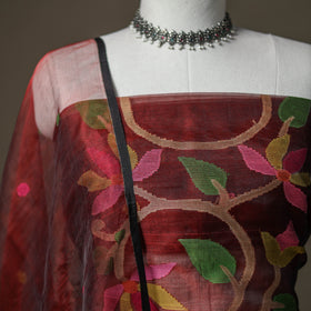Jamdani Pure Handloom Muslin Unstitched Dress Material: Kurta with Dupatta 15