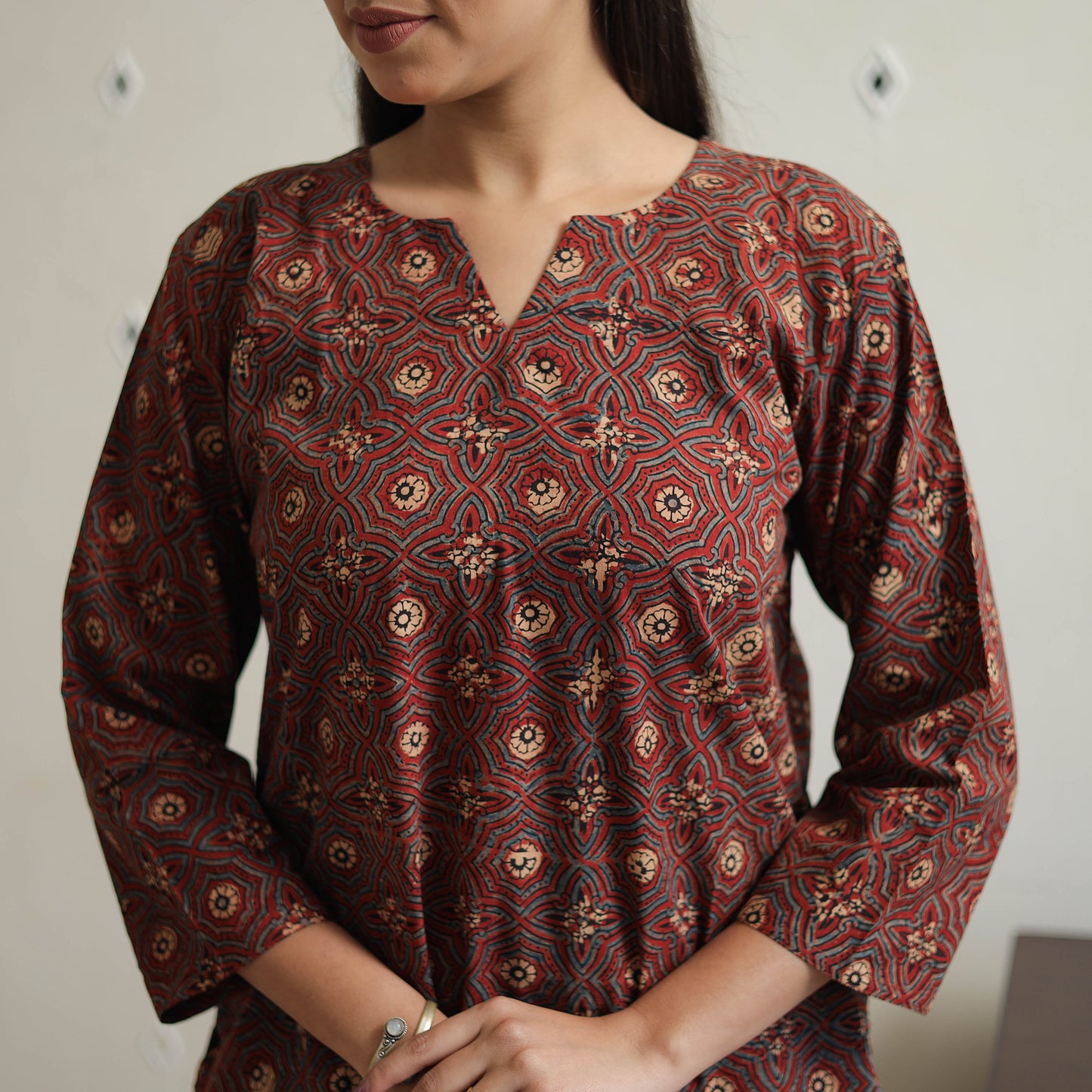 Brown - Block Printed Cotton Ajrakh Co-ord Set 10