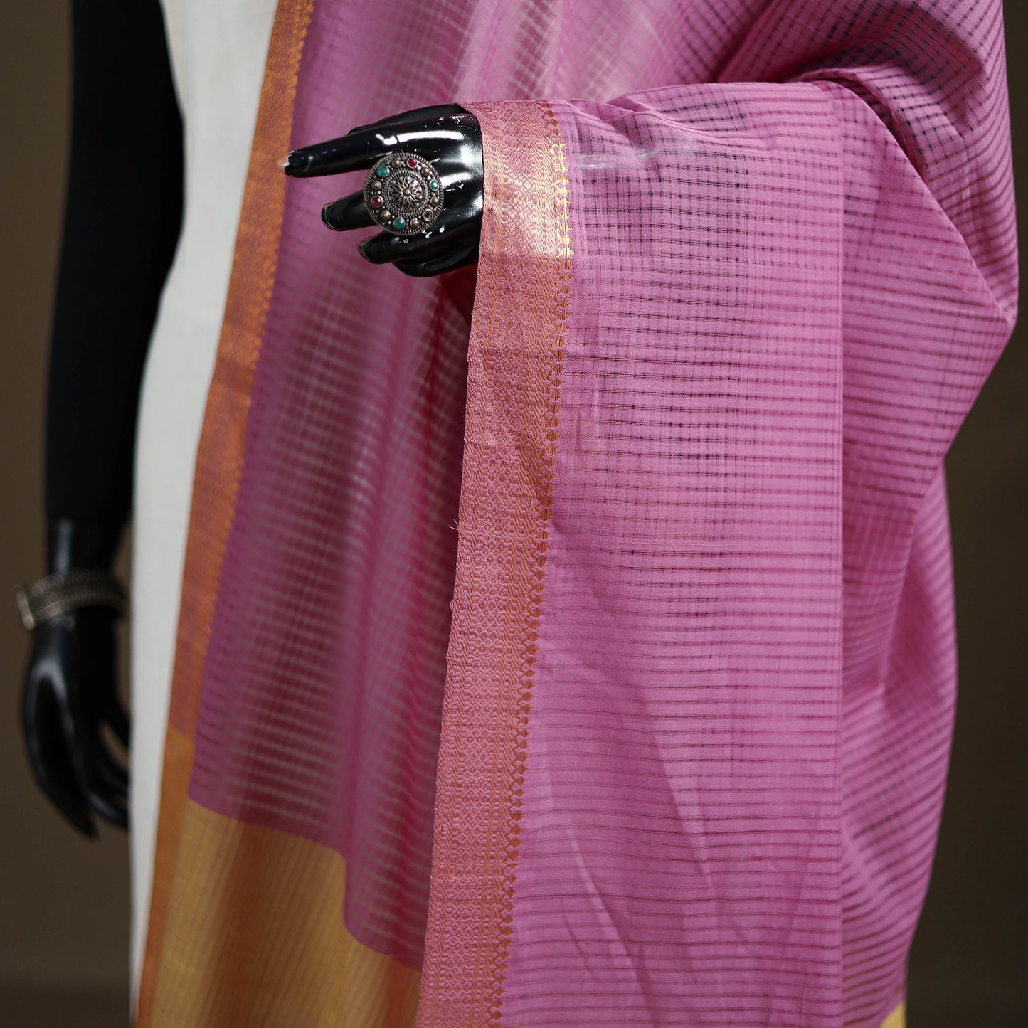 Pure Handloom Cotton Nizam Zari Border Mangalagiri Dupatta 01