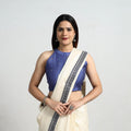 Blue Polka Dot Zari Buti Silk Stitched Plain Blouse