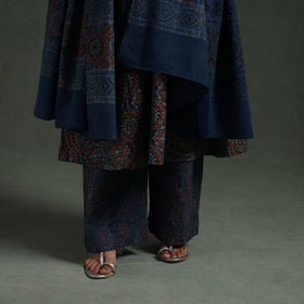 Ajrakh Hand Block Print Natural Dyed Cotton Suit Set with Dupatta for women 06