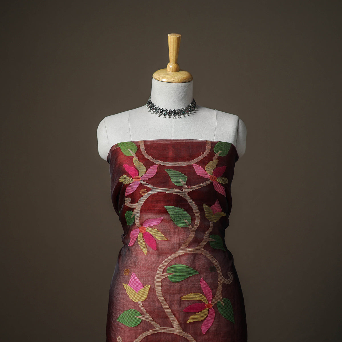 Jamdani Pure Handloom Muslin Unstitched Dress Material: Kurta with Dupatta 15