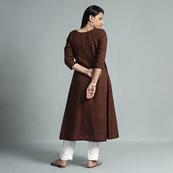 Dark Brown Plain Flex Cotton Kurta