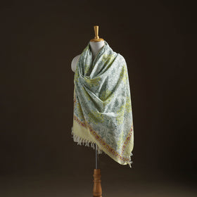 Floral Sanganeri Print Pure Merino Wool Handwoven Shawl 69