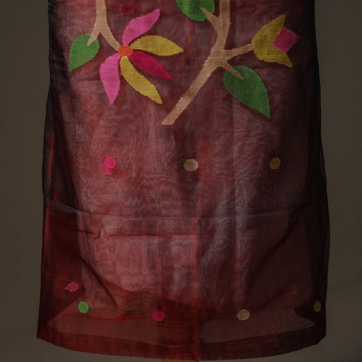 Jamdani Pure Handloom Muslin Unstitched Dress Material: Kurta with Dupatta 15