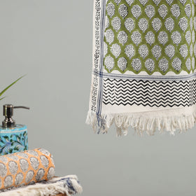 Green - cotton sanganeri towel 05 - handcrafted