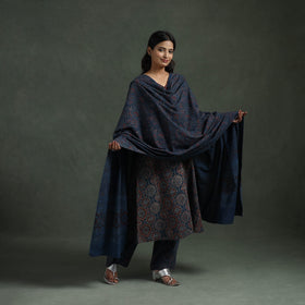 Ajrakh Hand Block Print Natural Dyed Cotton Suit Set with Dupatta for women 06