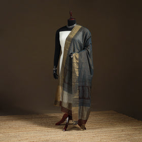 Bagh Hand Block Print Natural Dyed Tissue Zari Chanderi Silk Dupatta 05
