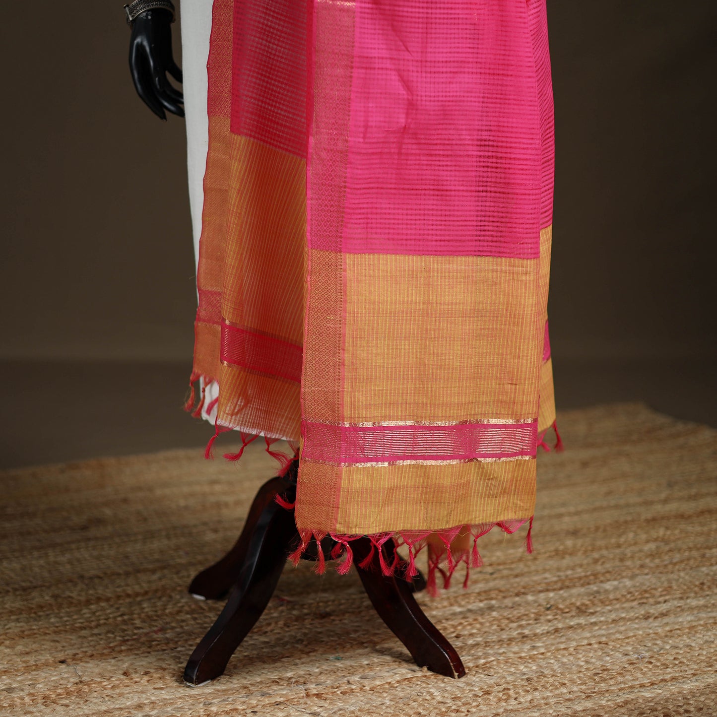 Pure Handloom Cotton Nizam Zari Border Mangalagiri Dupatta 03