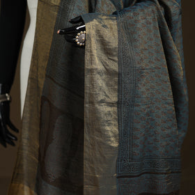 Bagh Hand Block Print Natural Dyed Tissue Zari Chanderi Silk Dupatta 05