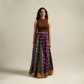 Multicolor - Bandhani Tie-Dye 24 Kali Patchwork Cotton Long Skirt 04