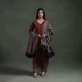 Ajrakh Hand Block Print Natural Dyed Cotton Suit Set with Dupatta for women 01