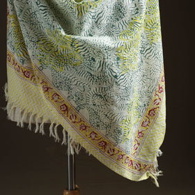 Floral Sanganeri Print Pure Merino Wool Handwoven Shawl 69