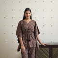 Brown - printed cotton kaftan co-ord set 09 - handcrafted