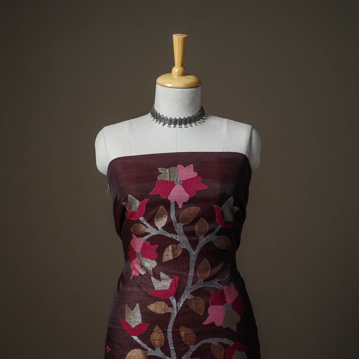 Jamdani Pure Handloom Muslin Unstitched Dress Material: Kurta with Dupatta 16