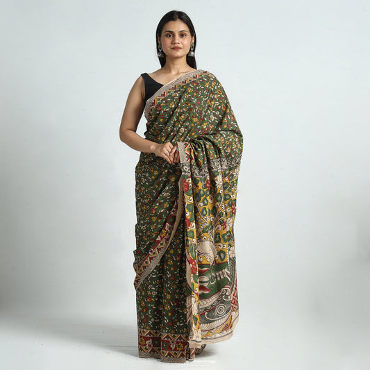Kalamkari Printed Cotton Saree with Blouse Piece 19